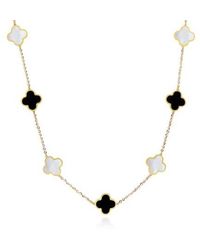 The Lovery Fine Jewelry - Small Mixed Clover Necklace - Lyst