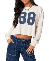 Edikted - 88 Crop Long Sleeve Waffle Knit Top - Lyst