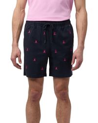 Psycho Bunny - Guilford Allover Embroidered Bunny Drawstring Shorts - Lyst