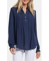 NYDJ - Pleated Yoke Long Sleeve Peasant Blouse - Lyst