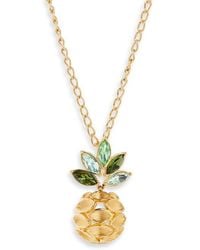 Oscar de la Renta - Pineapple Crystal Leaf Pendant Necklace - Lyst