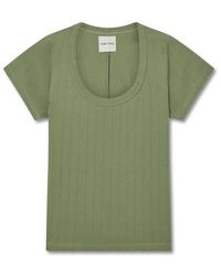 VIR VITA - Pointelle Scoop Tee - Lyst