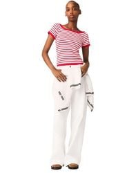 Maje - Striped Knit Top With Boat Neck - Lyst