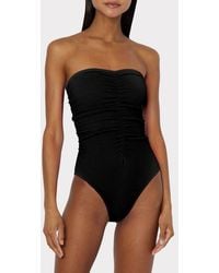 MILLY - Textured Ruched One-Piece Swimsuit - Lyst