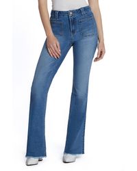 HINT OF BLU - Patch Pocket Flare Jeans - Lyst