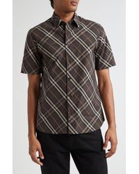 Burberry - Robert Check Short Sleeve Cotton Button-Up Shirt - Lyst