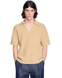 Sandro - Jute-Effect Polo Shirt - Lyst