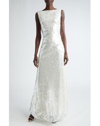 Emilia Wickstead - Leoni Sequin Drape Back Gown - Lyst