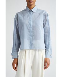 Max Mara - Vertigo Pinstripe Cotton & Silk Crop Button-up Shirt - Lyst