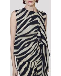 Mango - Zebra Stripe Tie Neck Top - Lyst