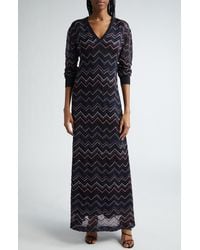Missoni - Sparkly Sequin Long Sleeve Shimmer Chevron Knit Maxi Dress - Lyst
