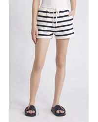 FRAME - Varsity Stripe Cotton Blend Drawstring Shorts - Lyst