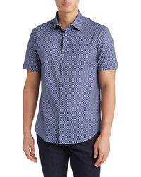 Bugatchi - Miles Ooohcotton Dot Geo Print Short Sleeve Button-up Shirt - Lyst