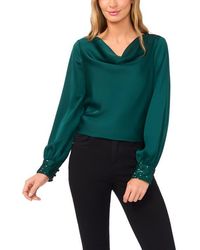 Cece - Cowl Neck Sequin Cuff Charmeuse Top - Lyst