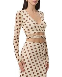 AFRM - Halsey Wrap Mesh Crop Top - Lyst