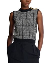 Balmain - Tweed Crop Top With Buttons - Lyst