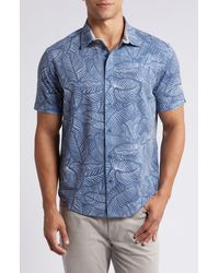 Fundamental Coast - Wilshire Sagebrush Leaf Print Short Sleeve Stretch Button-up Shirt - Lyst