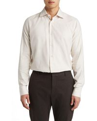 Canali - Regular Fit Solid Herringbone Dress Shirt - Lyst