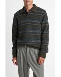 Vince - Fair Isle Wool & Cashmere Johnny Collar Polo Sweater - Lyst