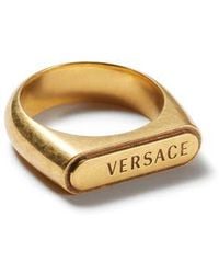 Versace - Logo Tag Ring - Lyst