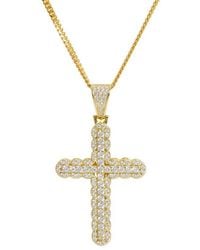 Savvy Cie Jewels - Pavé Cubic Zirconia Cross Pendant Necklace - Lyst
