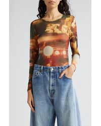 Puppets and Puppets - Chow Print Fitted Mesh Top At Nordstrom - Lyst