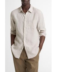 Vince - Houndstooth Classic Fit Linen Button-Up Shirt - Lyst
