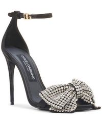 Dolce & Gabbana - Keira Crystal Embellished Bow Ankle Strap Sandal - Lyst
