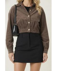 Modenaire - Cropped Collared Button-Up Stretch Hem Jacket - Lyst