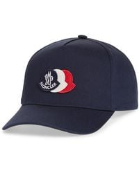 Moncler - Kids' Tricolor Logo Patch Cotton Gabardine Baseball Cap - Lyst