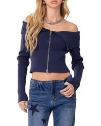 Edikted - Foldover Crop Rib Sweater - Lyst