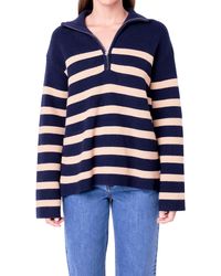 English Factory - Stripe Half Zip Sweater - Lyst