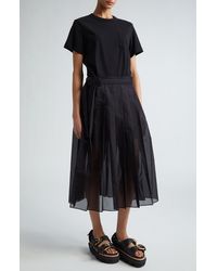 Sacai - Mixed Media Belted Dress - Lyst
