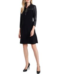 Chaus - Faux Leather Mixed Media Shift Dress - Lyst