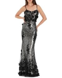 Dress the Population - Giovanna Floral Appliqué Sequin Sheath Gown - Lyst