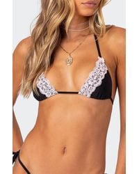 Edikted - Cassey Lace Detail Triangle Bikini Top - Lyst