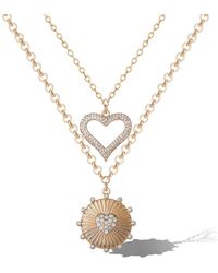 Jessica Simpson - Tone Heart Necklace With Crystal Accents - Lyst