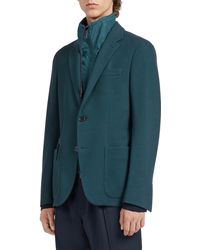 Zegna - High Performance Wool Jersey Jacket With Removable Technical Bib - Lyst