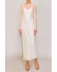 MELLODAY - Lace Overlay Long Sleeve Maxi Cocktail Dress - Lyst