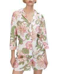 Mango - Floral Satin Button-up Shirt - Lyst