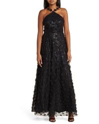 Eliza J Embroidered Sequin Ballgown in Blue | Lyst
