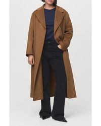 Mango - Wool Blend Wrap Coat - Lyst