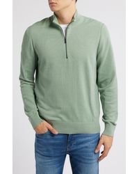 BOSS - Ebrando Textured Cotton Half Zip Sweater - Lyst
