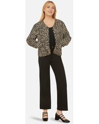 Yumi' - Leopard Print Round Neck Boxy Jacket - Lyst