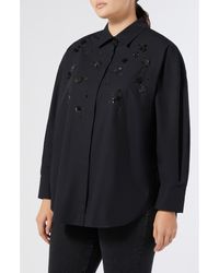 Marina Rinaldi - Uganda Embellished Oversize Cotton Button-Up Shirt - Lyst
