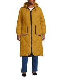Lands' End - Plus Size Featherfree Insulated Diamond Quilted Maxi Coat - Lyst
