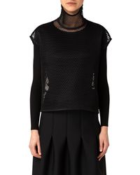 Akris - Two-piece Silk & Cotton Rib Sweater With Mesh Overlay Top - Lyst