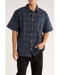 Vans - Lawson Plaid Short Sleeve Cotton & Linen Button-Up Shirt - Lyst