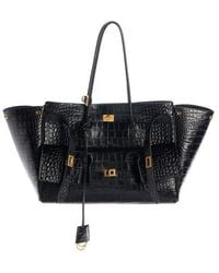 Balenciaga - Medium Bel Air Carry All Croc Embossed Leather Tote - Lyst