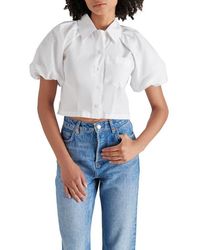 Steve Madden - Reece Puff Sleeve Crop Poplin Shirt - Lyst